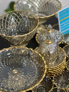 سرویس پذیرایی25پارچه شامپاینی لب طلا صادراتی طرح میشل